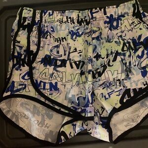 Calvin Klein Performance Blue and Black Graffiti Shorts